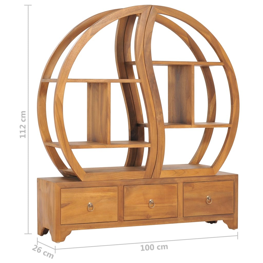 Cabinet with Yin Yang Shelf 100x26x112 cm Solid Teak Wood